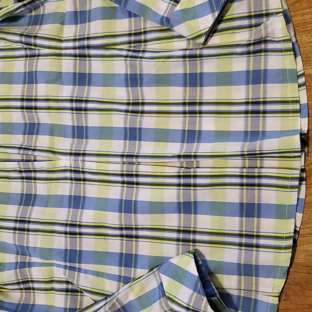 Columbia Plaid Button-Up Long Sleeve Shirt Womens L Periwinkle Lime Green White - Picture 14 of 16